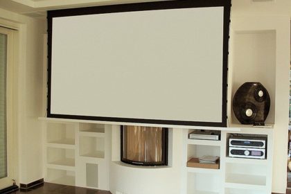 Drop-Down-Hidden-Indoor-Projector-Screen warp knitted projection screen fabric