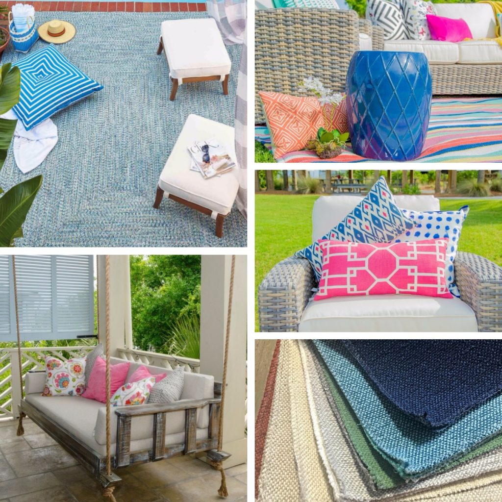 Outdoor fabrics differ from indoor fabrics in that they are durable