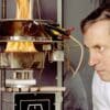 A specimen burning beneath a cone calorimeter heater during a laboratory fire test.