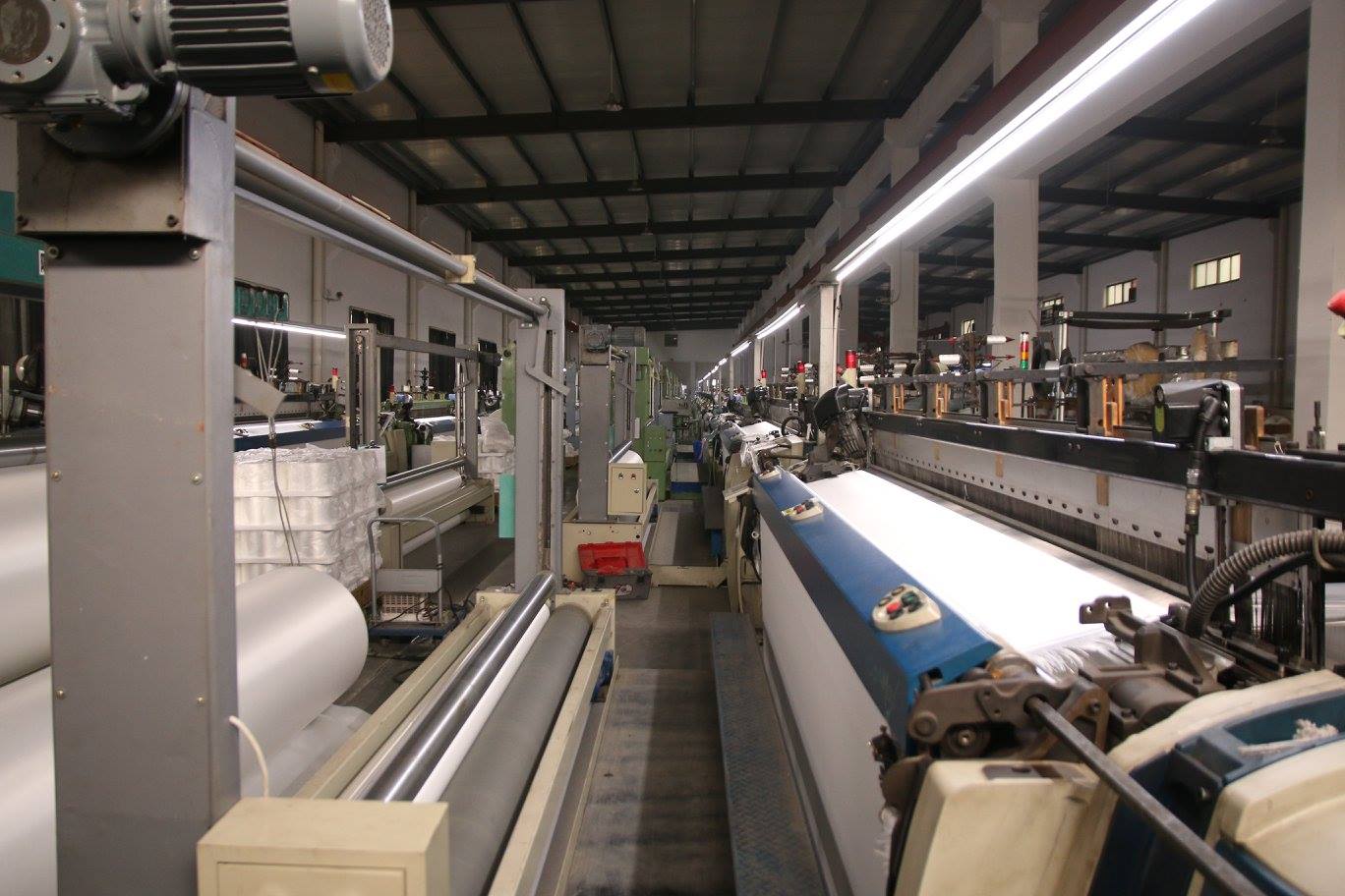 Polyester base fabric weaving in the factory