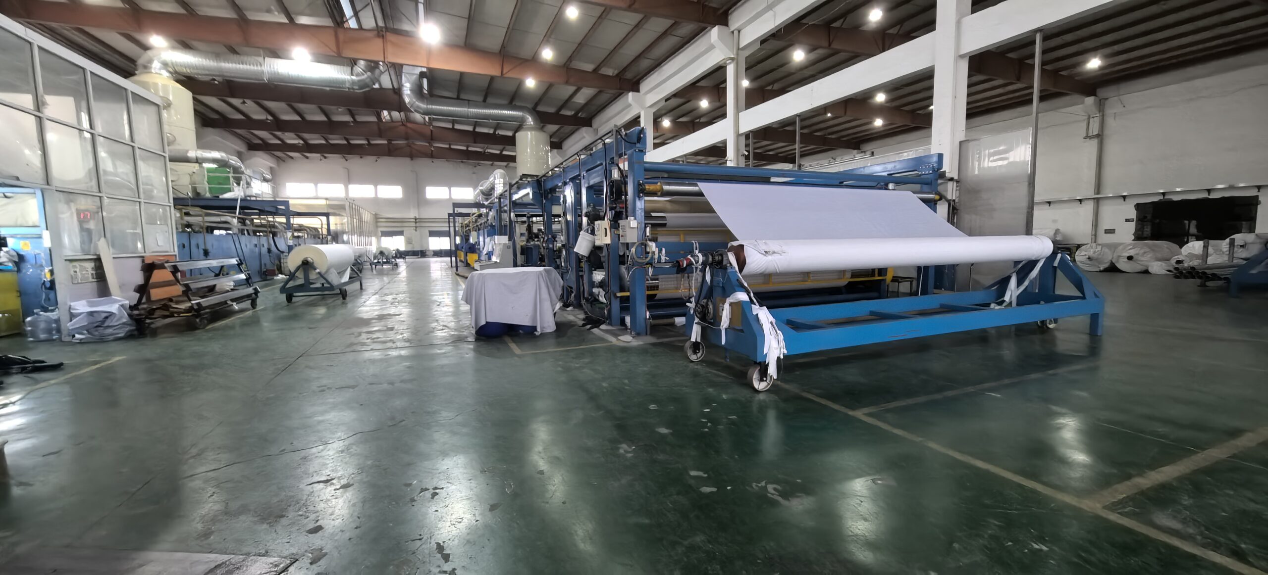 PU coating line in the factory workshop