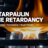 PVC Tarpaulin Flame Retardancy — standards, testing, formulation and buyer checks; title cover over a blurred NIST laboratory test photograph.